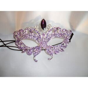 Lavender rhinestone mask, masquerade ball mask, costume purple prom bridal mask